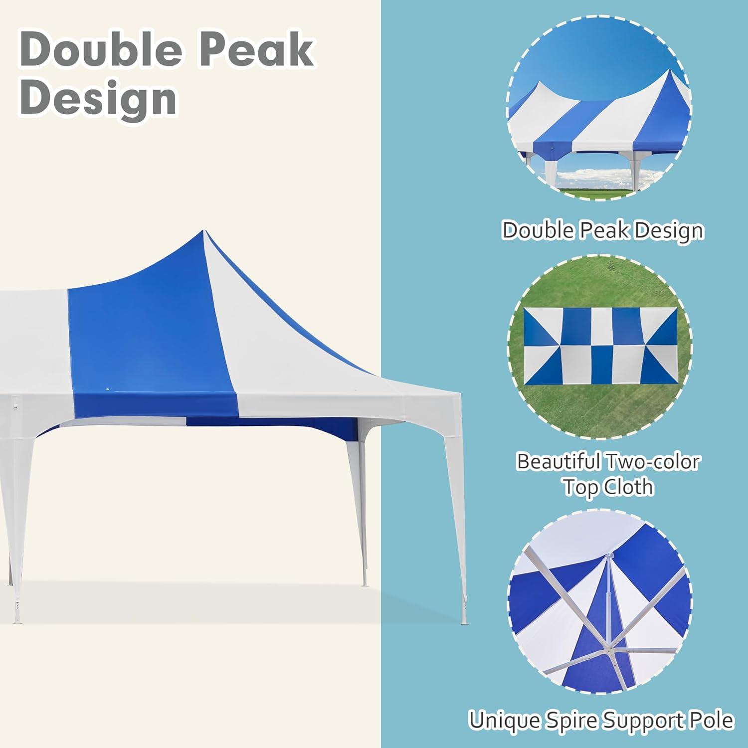 Richryce 13'x 26' Party Tent, All Weather Waterproof Blue-white Wedding Tent for Party, Event, Wedding, BBQ