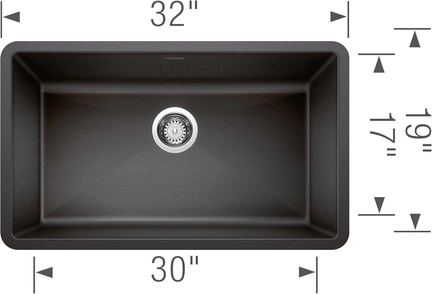 Precis SILGRANIT 32" L X 19" W Super Single Undermount Kitchen SInk