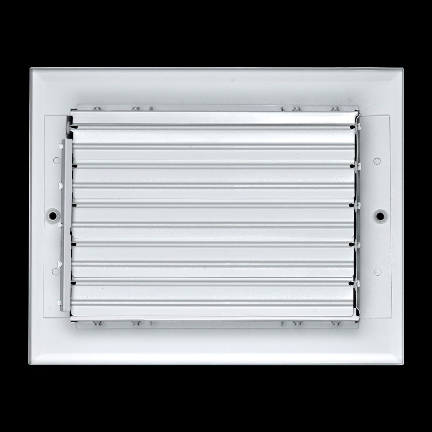 Fits 8x4 Duct Opening Aluminum 3-WAY Adjustable Air Supply Grille by Handua | Curved Blade Register Vent Cover for Sidewall & Ceiling | White | Outer Size: 9.75" X 5.75"