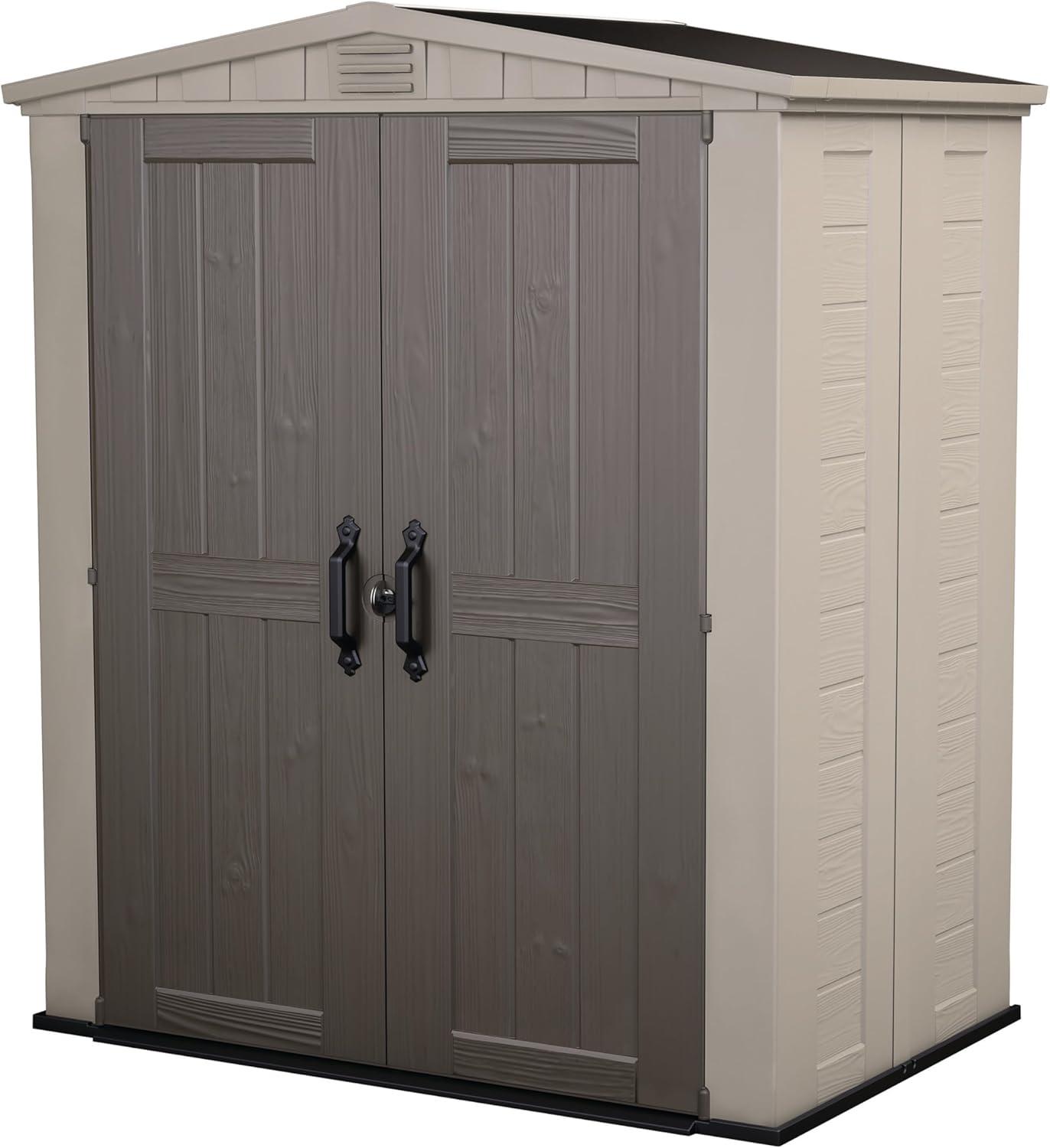 Keter 6'x3' Factor Outdoor Storage Shed Brown: Resin Frame, All-Weather, 10 Year Limited Warranty