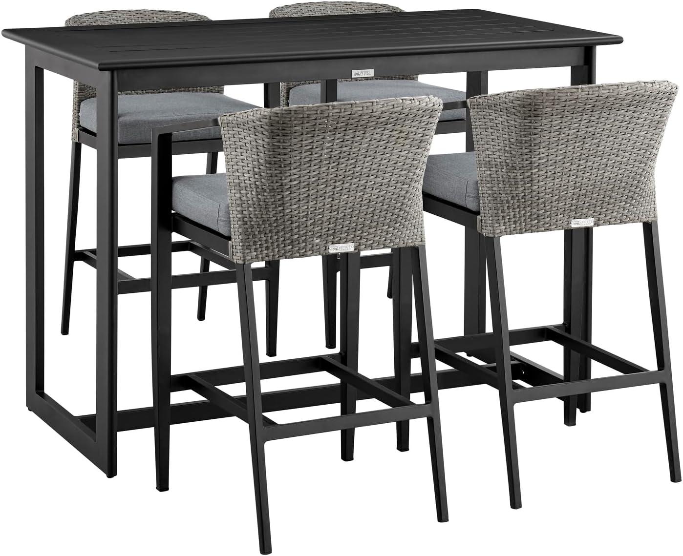 Aileen Black and Grey Aluminum 5-Piece Bar Height Outdoor Dining Set