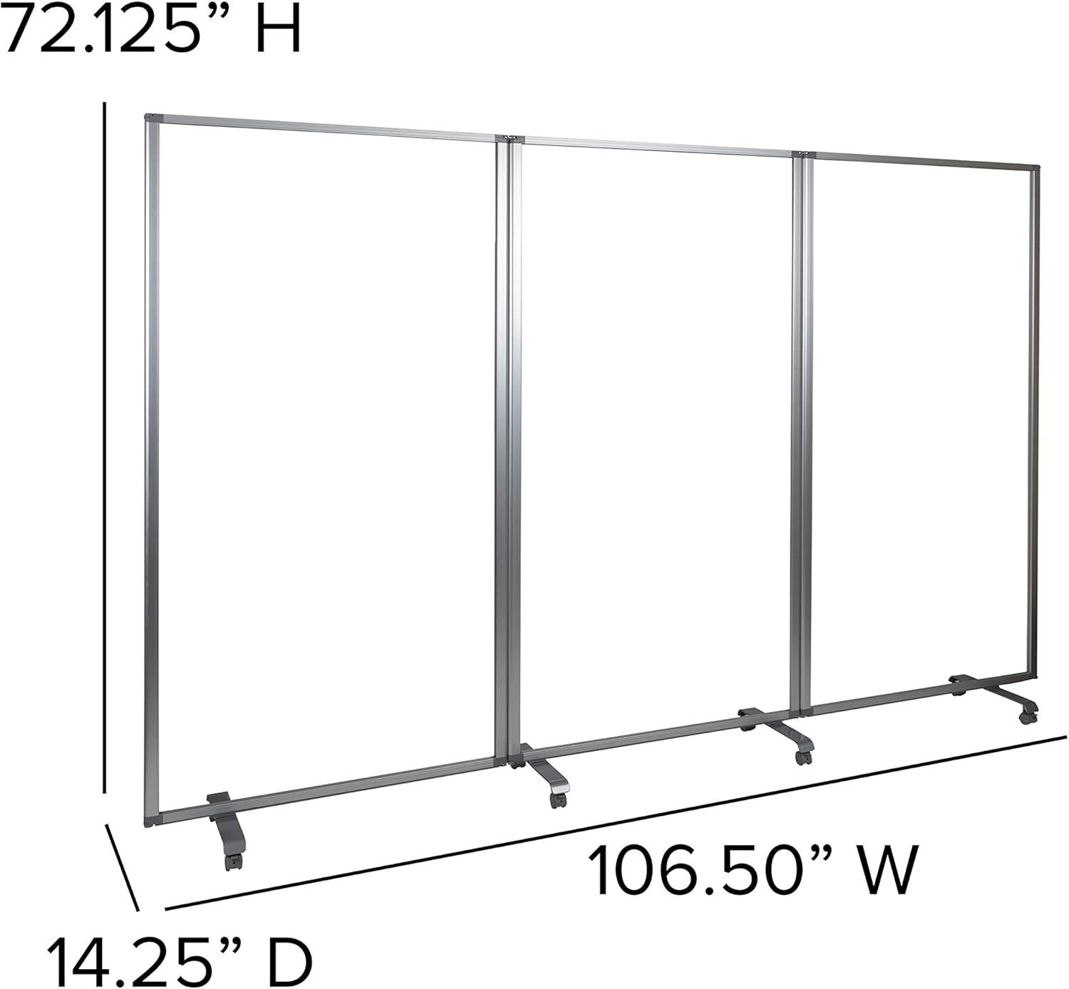 Clear Acrylic Mobile Room Divider with Lockable Casters