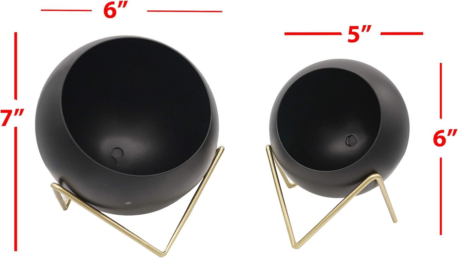 Admired by Nature  Spherical Planter, Gold & Black - Set of 2