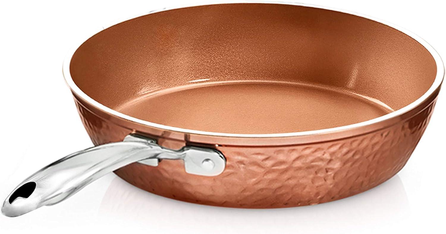 Gotham Steel Hammered Copper 12'' Nonstick Fry Pan with Stay Cool Handle