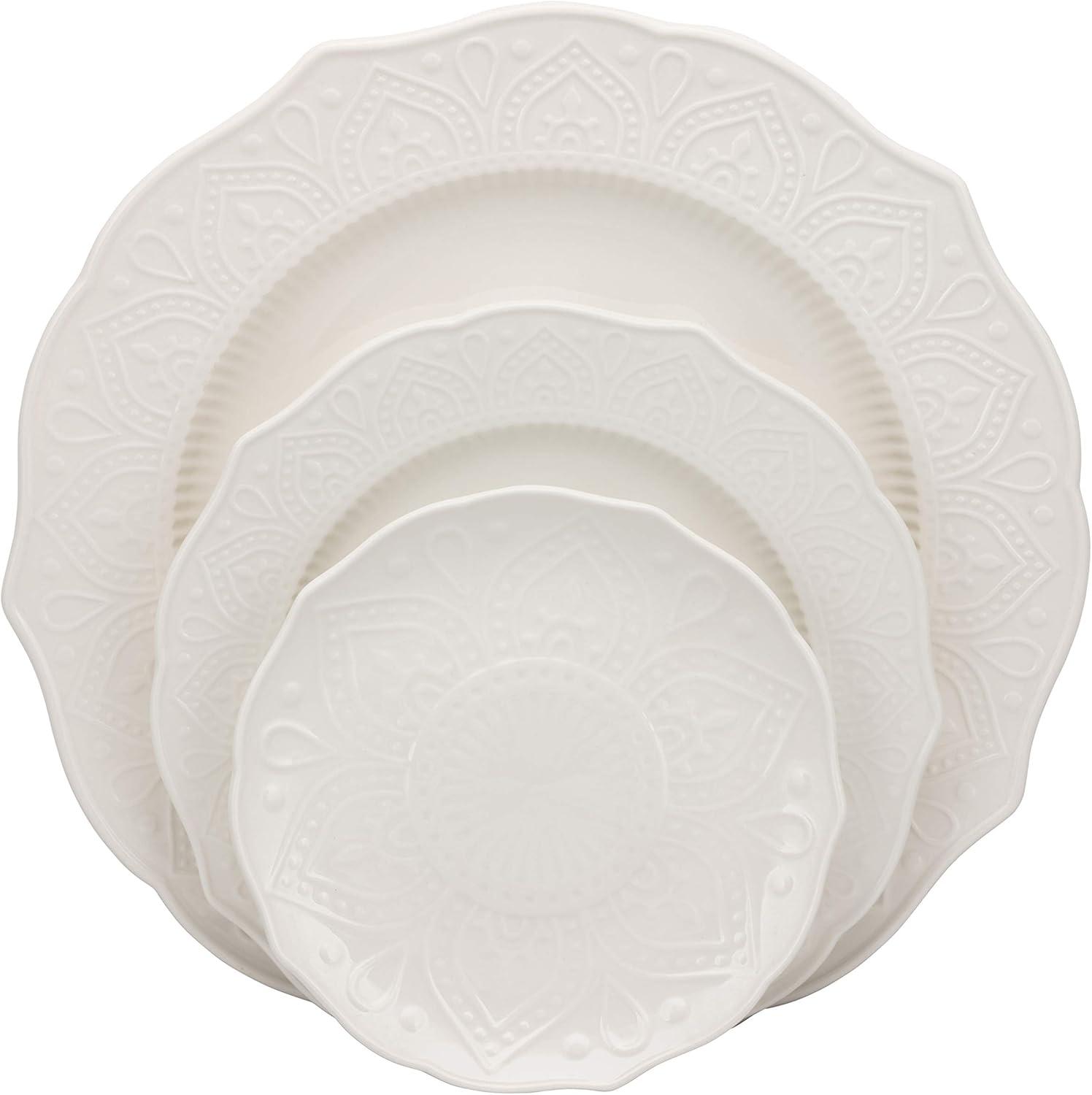 10 Strawberry Street Dahlia Porcelain 6" Bread & Butter Plate, Set of 6, White