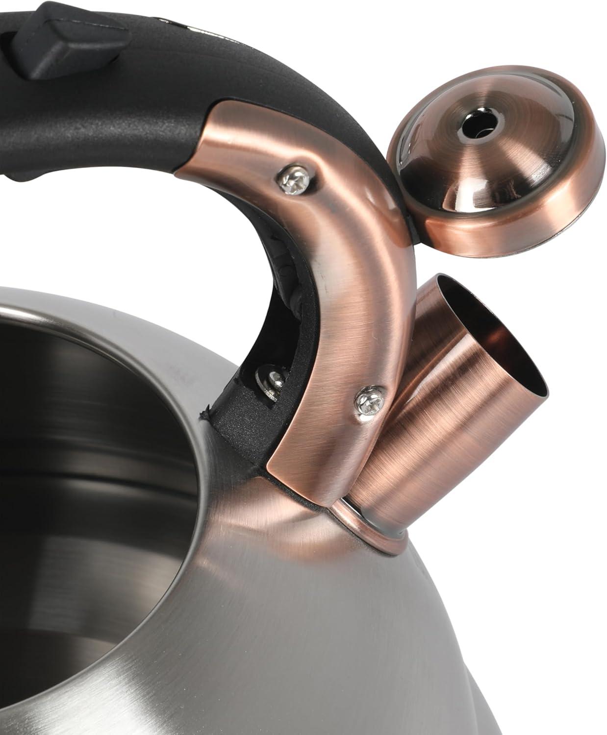 Mr. Coffee Mr. Coffee Flintshire 2.2 Quart Large Whistling Stainless Steel Tea Kettle - W/ Copper