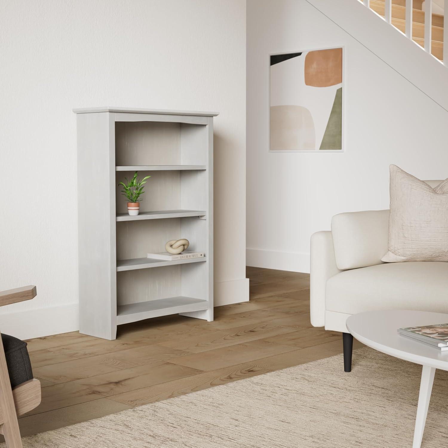48" Shaker Bookshelf Washed Gray/Taupe - International Concepts: Solid Wood, 3-Shelf Storage