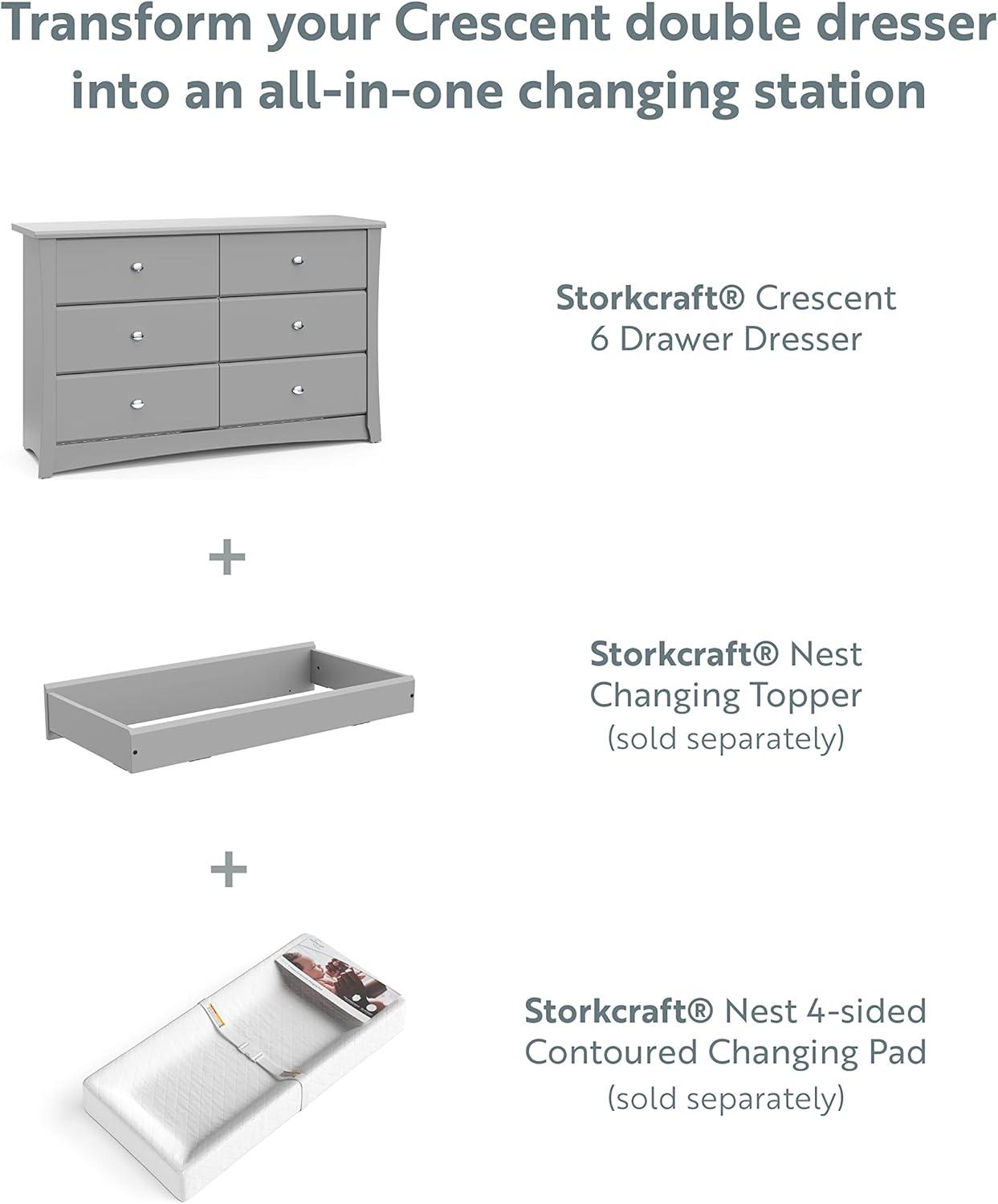 Crescent 6 Drawer Double Dresser