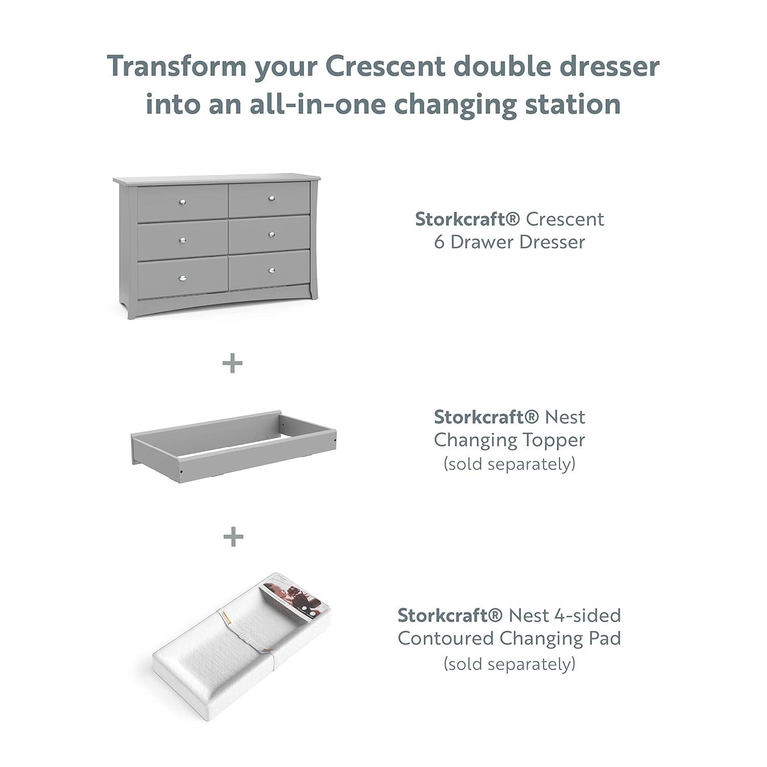 Crescent 6 Drawer Double Dresser