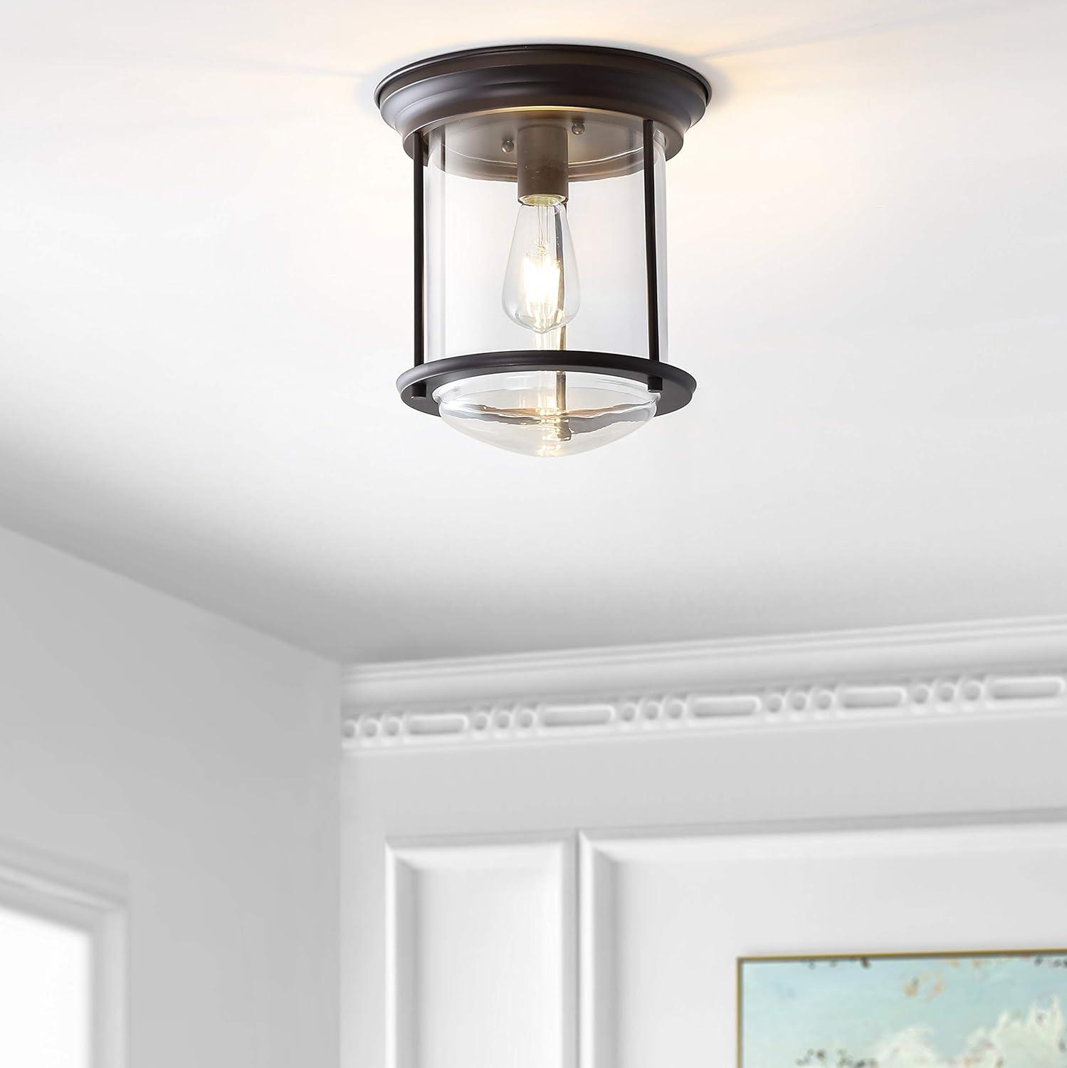 Savannah 10.25" Metal/Glass LED Flush Mount, Oil Rubbed Bronze