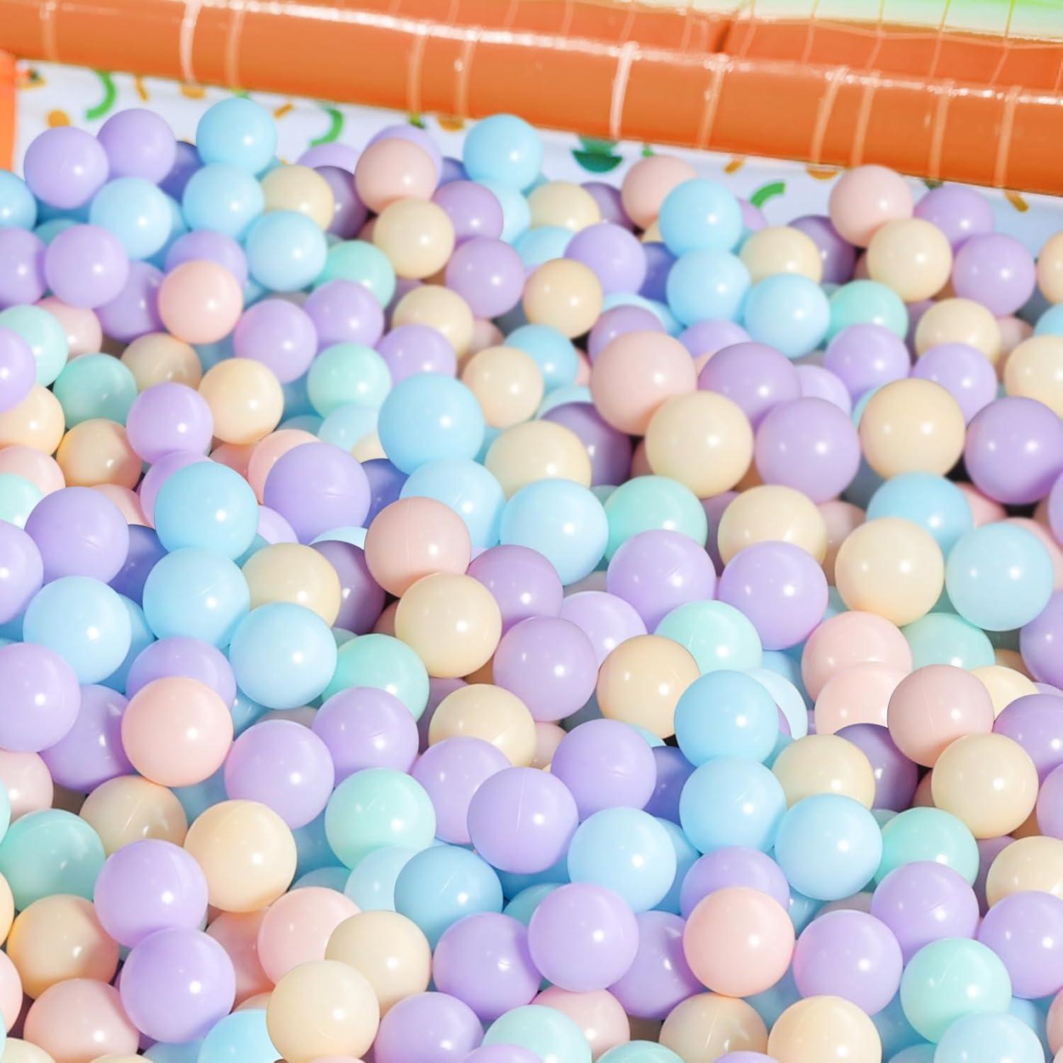 TRENDBOX 100 Ball - 5 Macaron Colors Pit Balls Non-Toxic Free BPA Soft Plastic Balls for Ball Pit Play Tent Baby Playhouse Pool Birthday Party Decoration