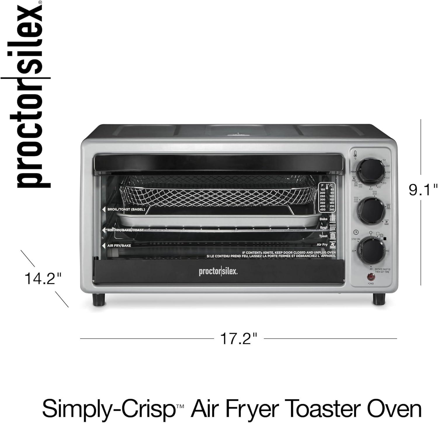 Black 6-Slice Air Fryer Toaster Oven with Broiler