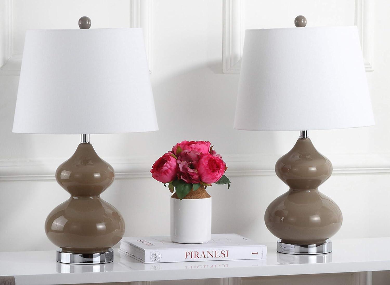 Eva Double Gourd Table Lamp (Set of 2) - 24 Inch Height - LIT4086 - Taupe - Safavieh
