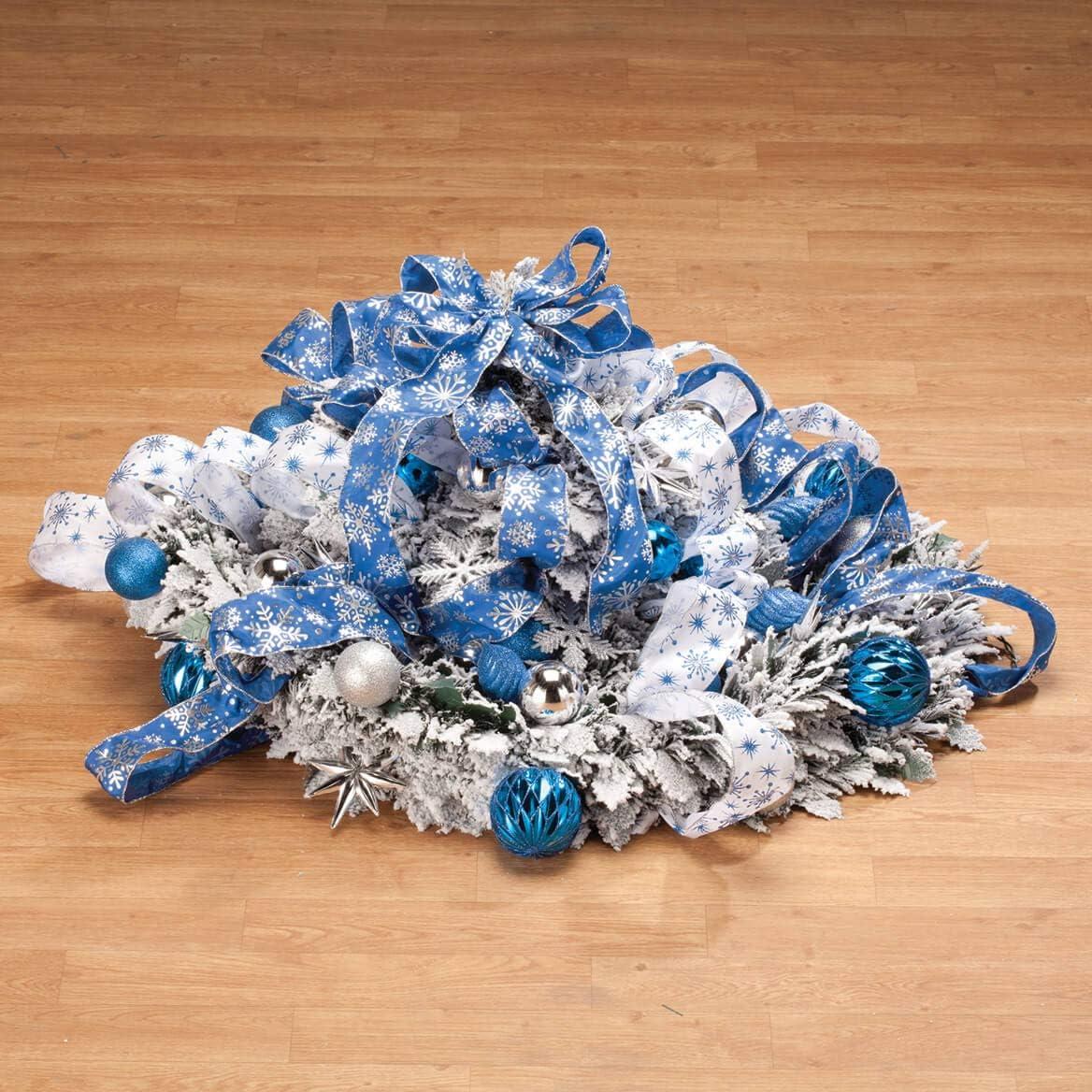 4' Silver & Gold Pull-Up Christmas Tree by Holiday Peak, Pre-Lit and Fully Decorated, Collapses for Easy Storage