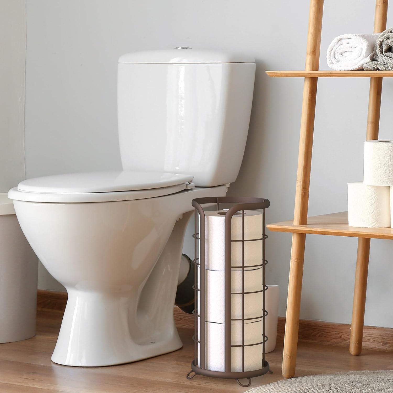 BROOKSTONE, Bronze Toilet Paper Holder, Freestanding Bathroom Tissue Organizer, Minimalistic Storage Solution, Modern & Stylish Design [Holds MEGA Rolls]