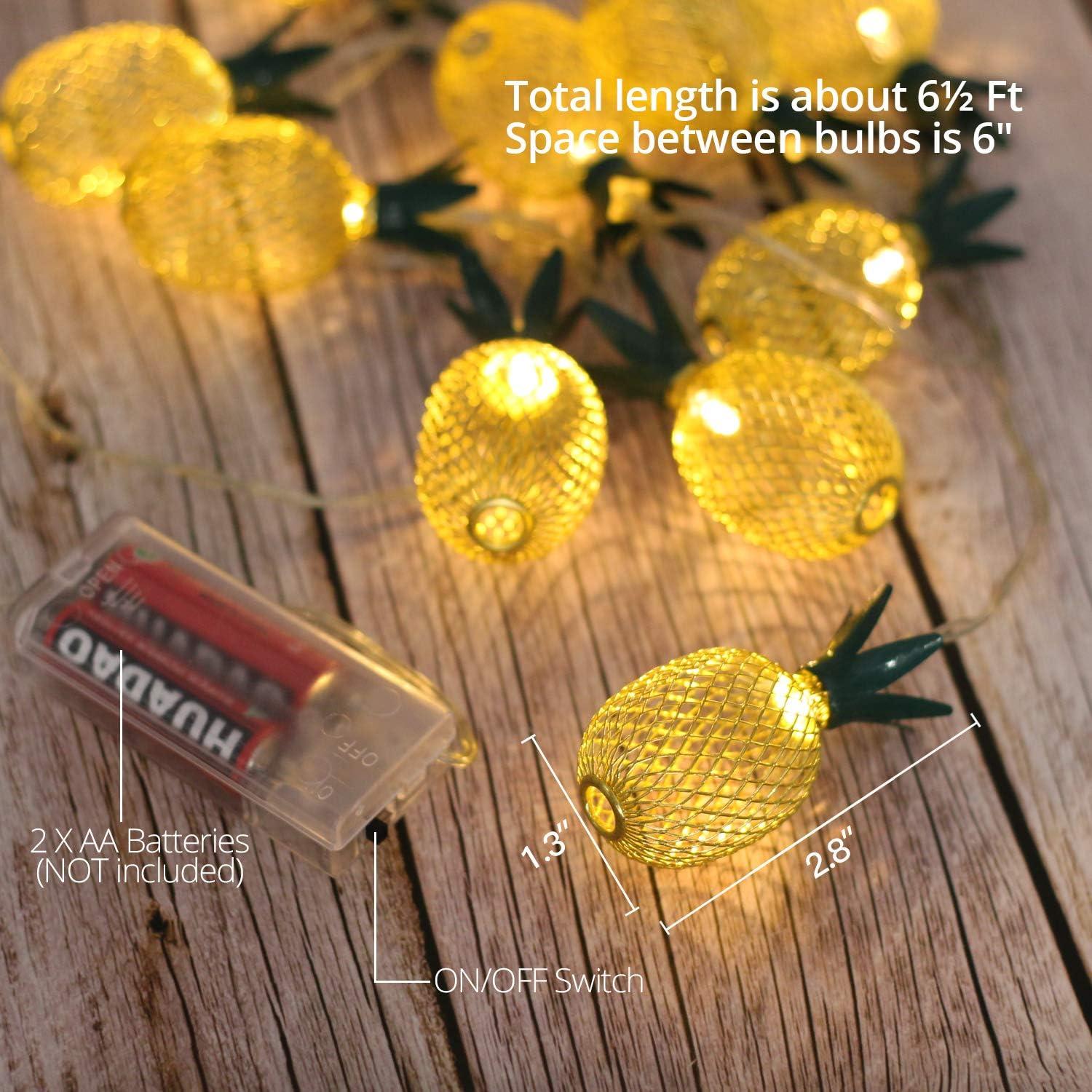 Betus 6.5 Ft 10 LEDs Pineapple Fairy String Light - Decor Gifts Battery Operated (Warm White)