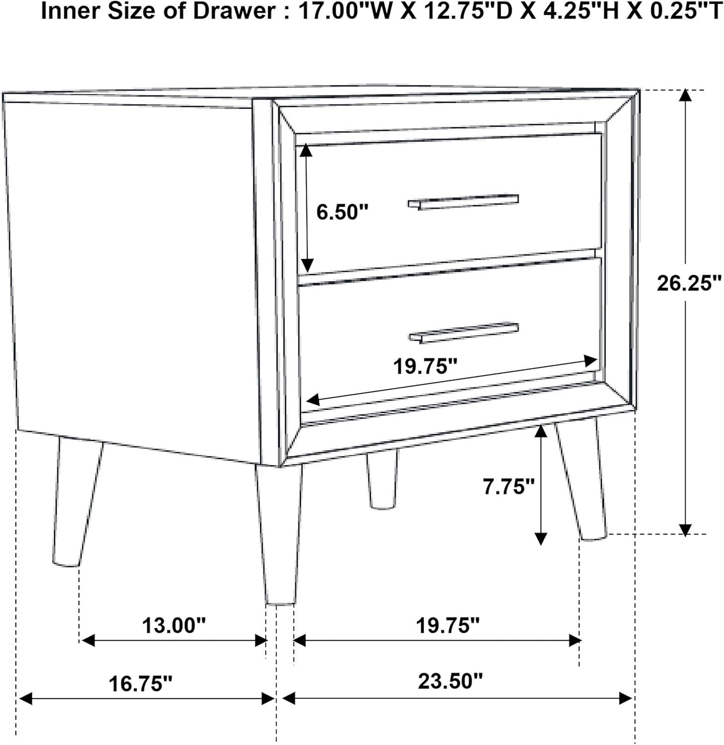 Coaster Company Metallic Sterling 2-Drawer, 23.4 inch