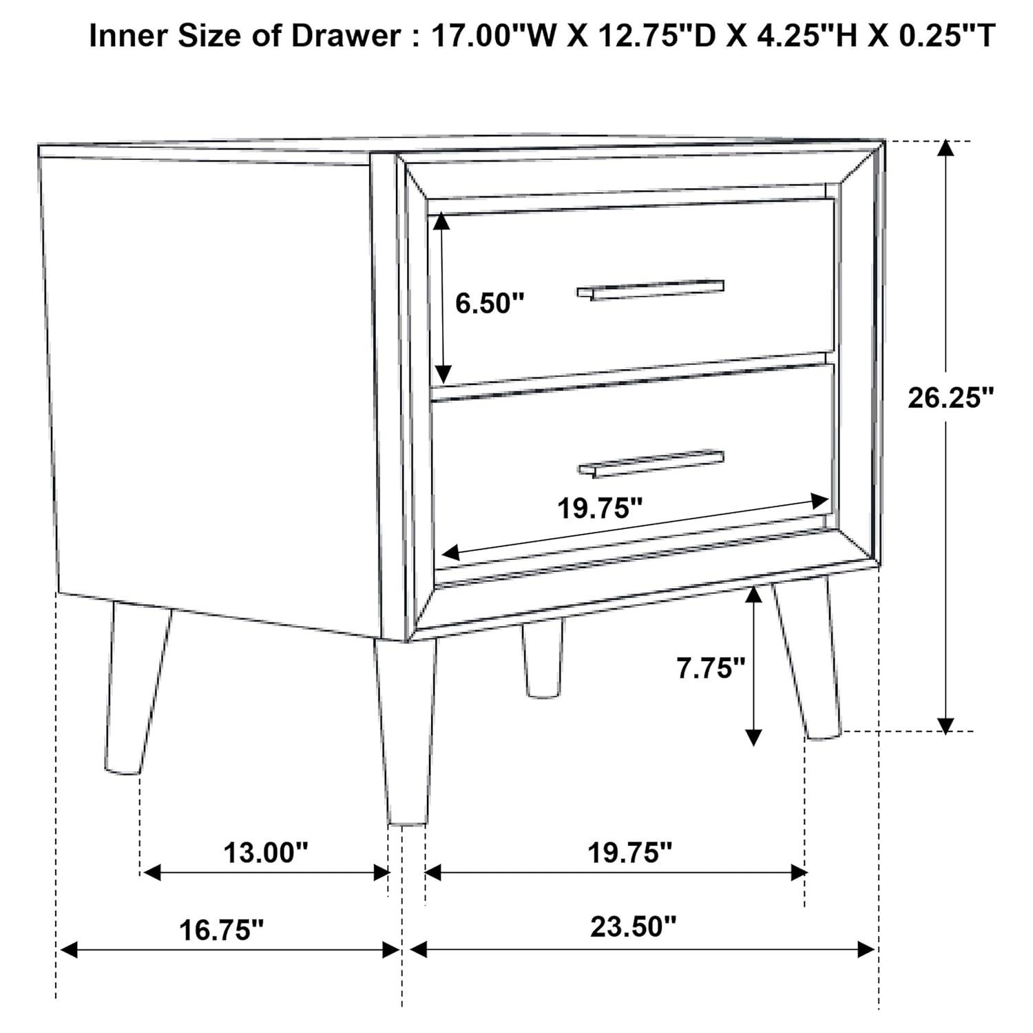 Coaster Company Metallic Sterling 2-Drawer, 23.4 inch