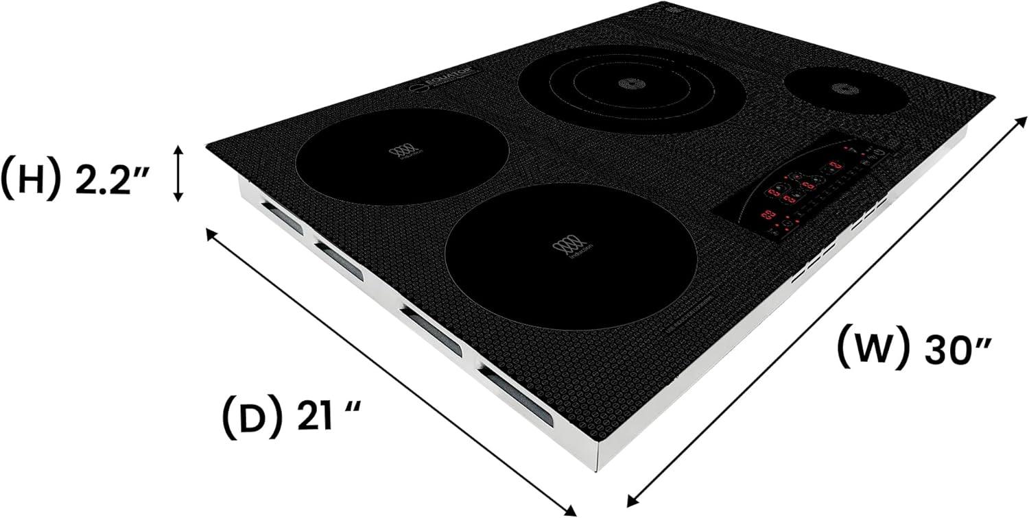 Equator Design 30" Electric Hybrid CERAMIC-INDUCTION 4 Burner Cooktop 220V