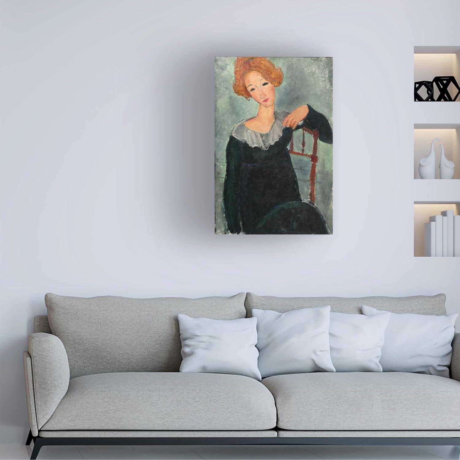 Amedeo Modigliani Woman with Red Hair Canvas Art 30 x 47 Inches