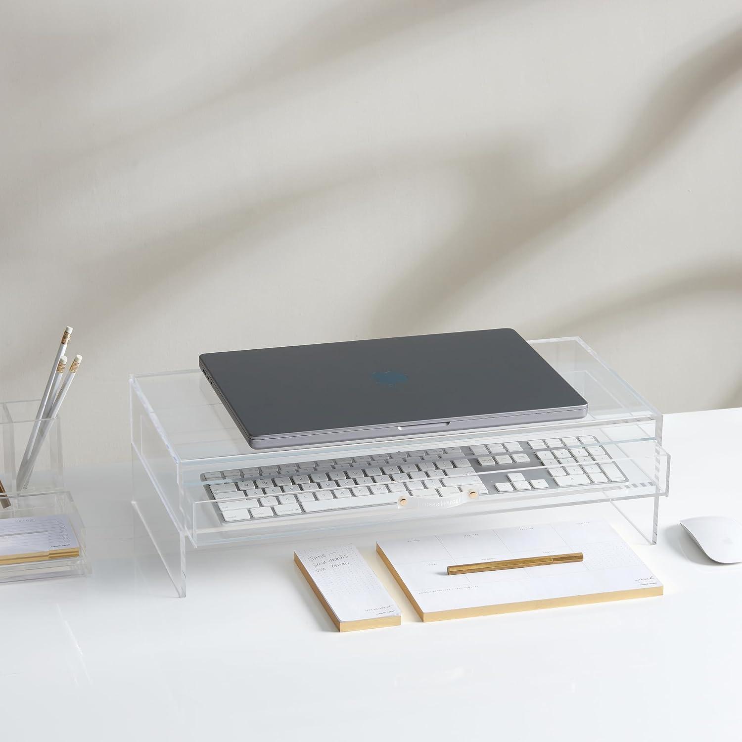 Clear Acrylic Desktop Monitor Stand with Drawer