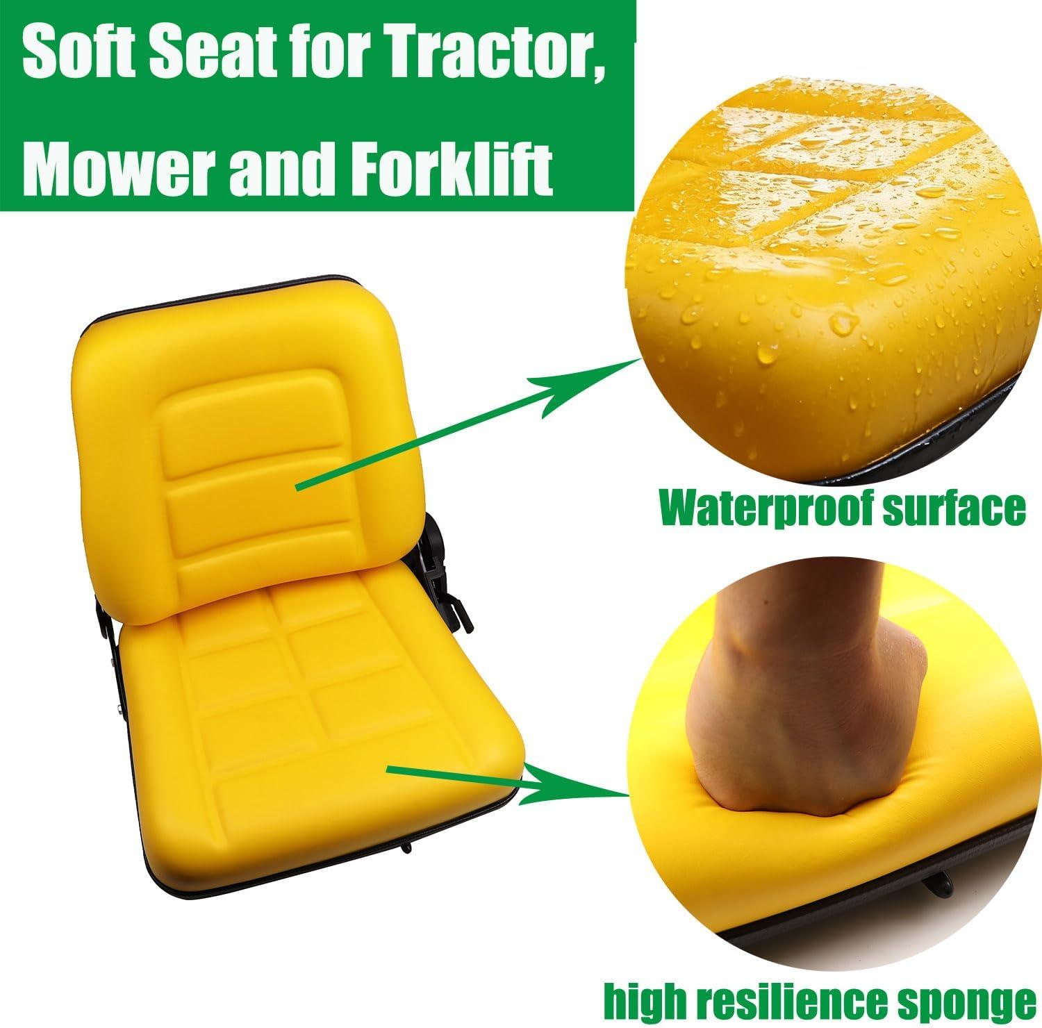 Black Adjustable PVC Forklift and Tractor Seat with Armrests