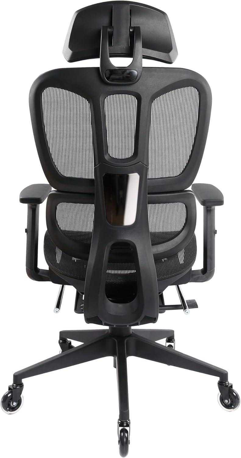 Techni Mobili Ultimate Reclining Ergonomic Mesh Office Chair with Lumbar Support and Footrest RTA-380C-BK