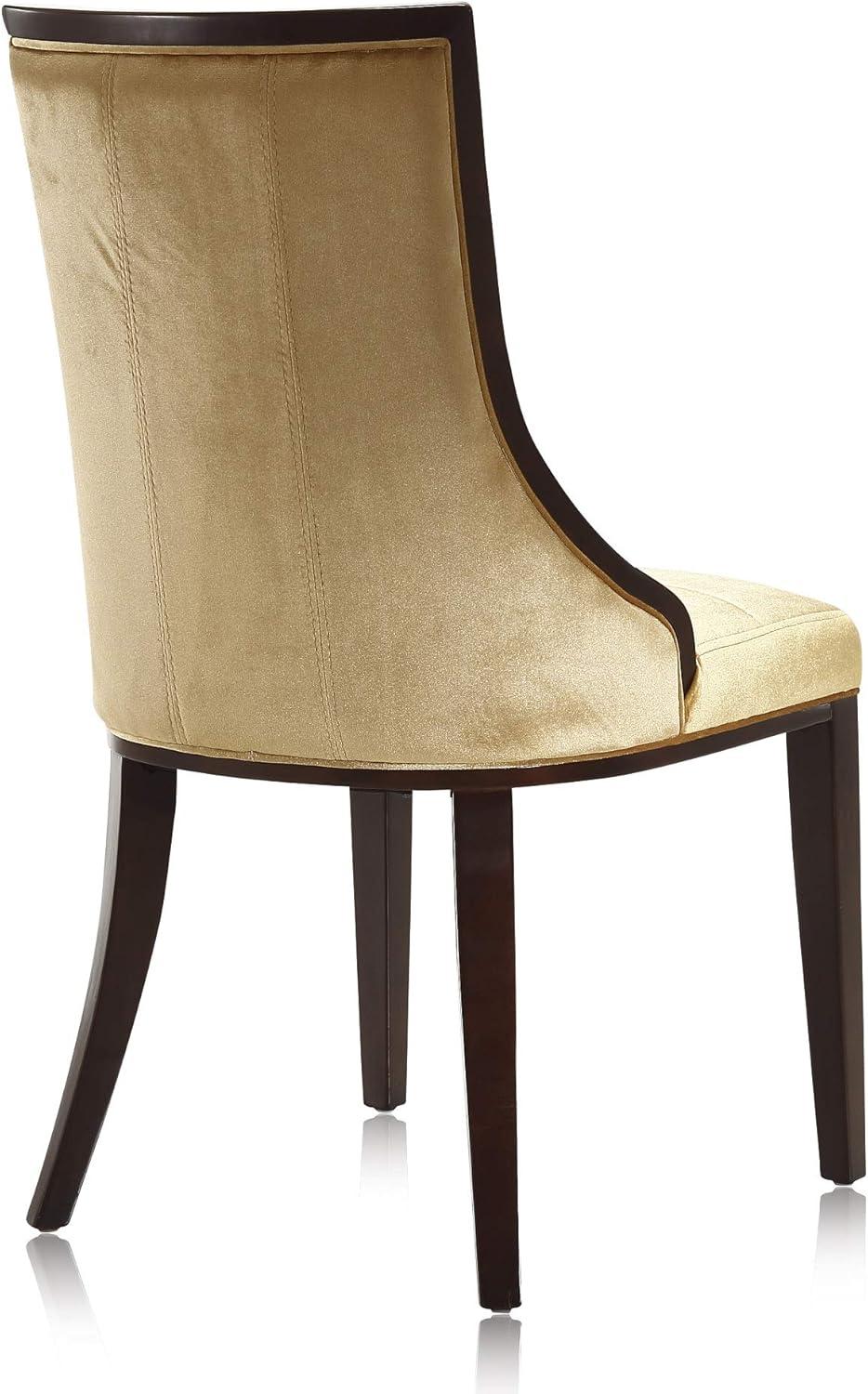 Manhattan Comfort Fifth Avenue Faux Leather Dining Chair (Set of Two) in Cream and Walnut