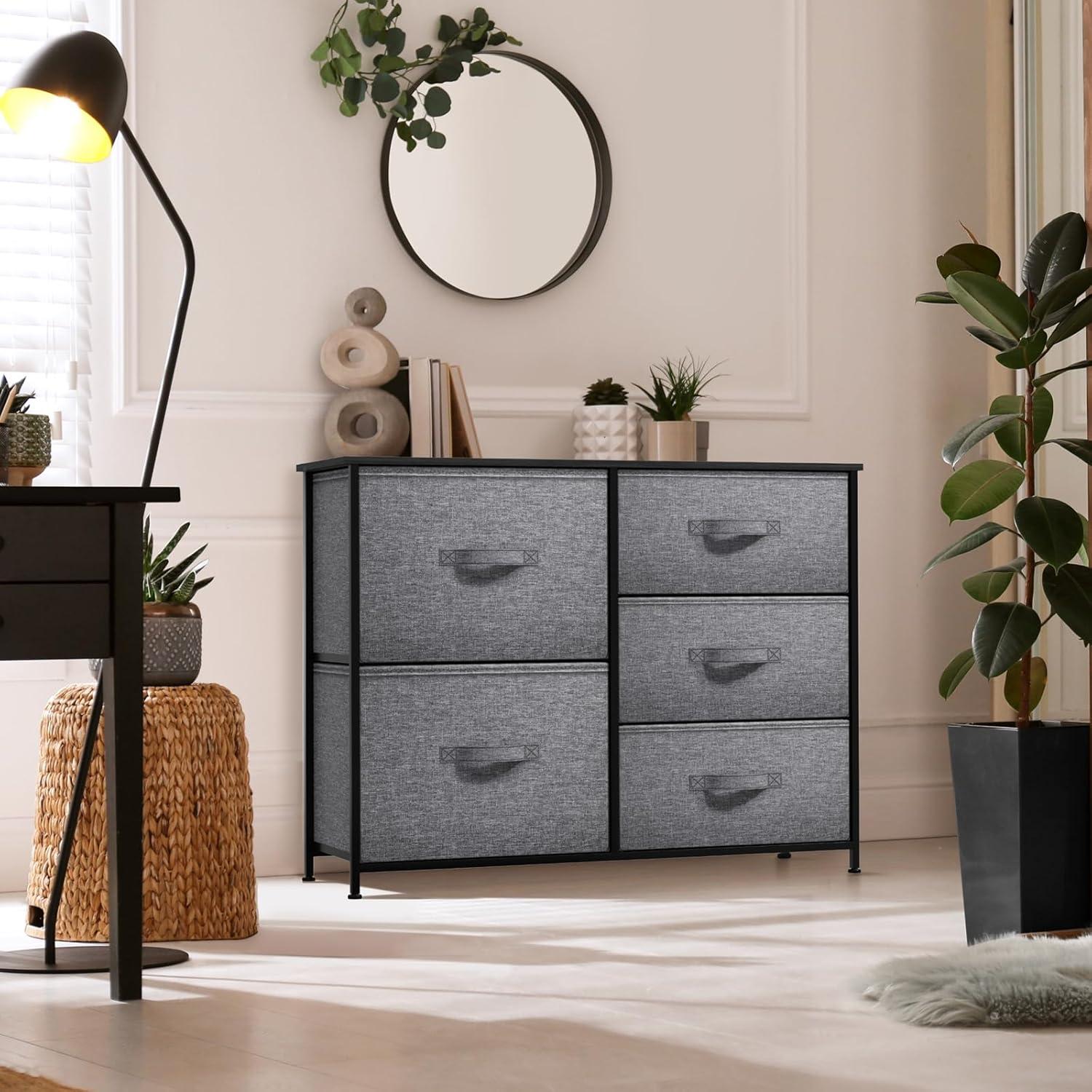 Sorbus Dresser with 7 Drawers - Chest Organizer Tower Unit with Steel Frame, Wood Top, Easy Pull Fabric Bins - Storage Furniture for Bedroom, Hallway, Closet & Office Organization