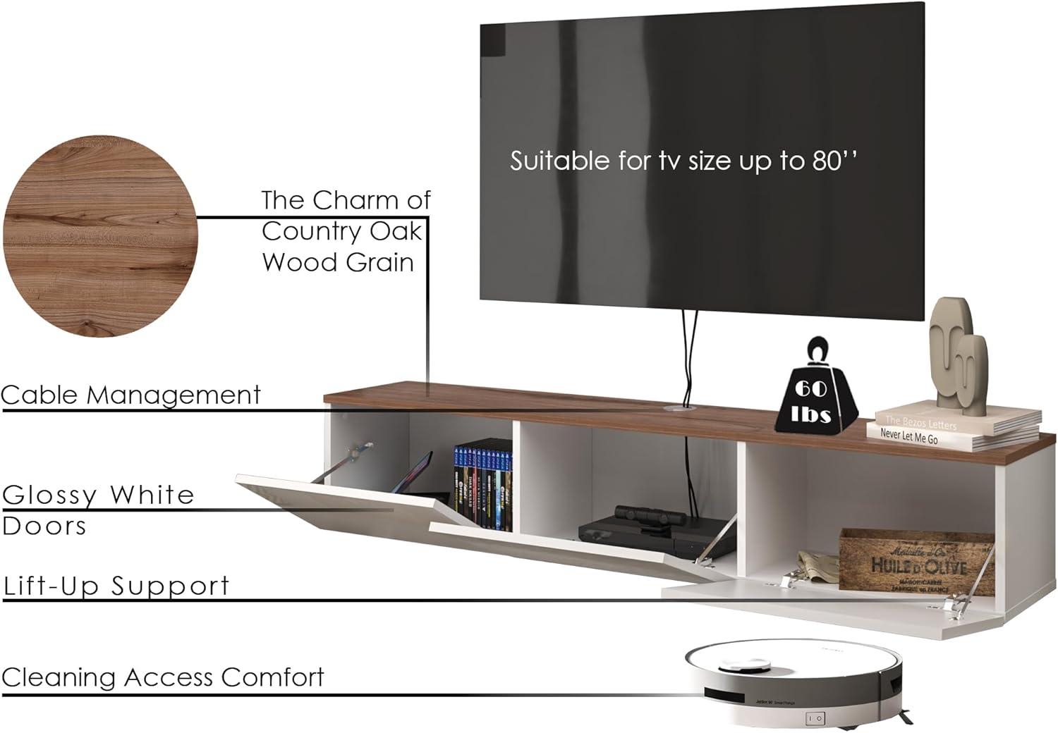 Atelier Mobili Floating TV Stand, Floating Entertainment Center, Floating TV Console