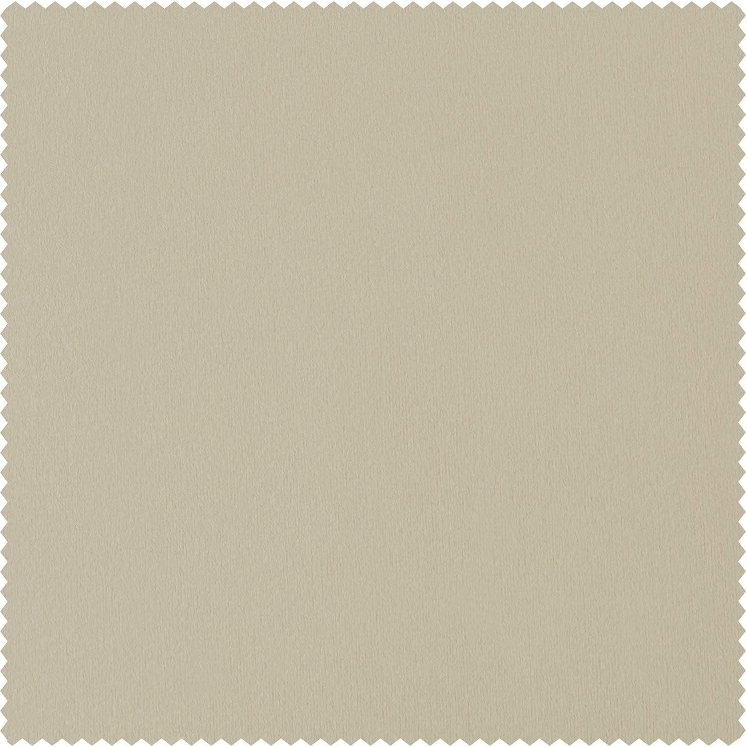 Angora Beige Velvet Blackout Thermal Curtain Panel, 100W x 84L