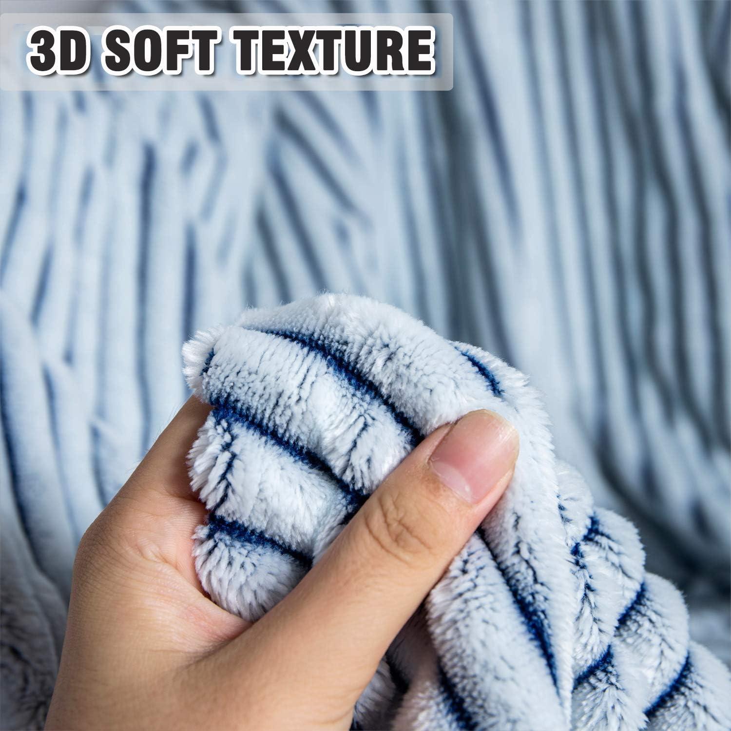 DISSA Sherpa Fleece Blanket Soft Grey and White Throw Blanket Cozy Plush Blankets for Couch Sofa Bed,51"x63"