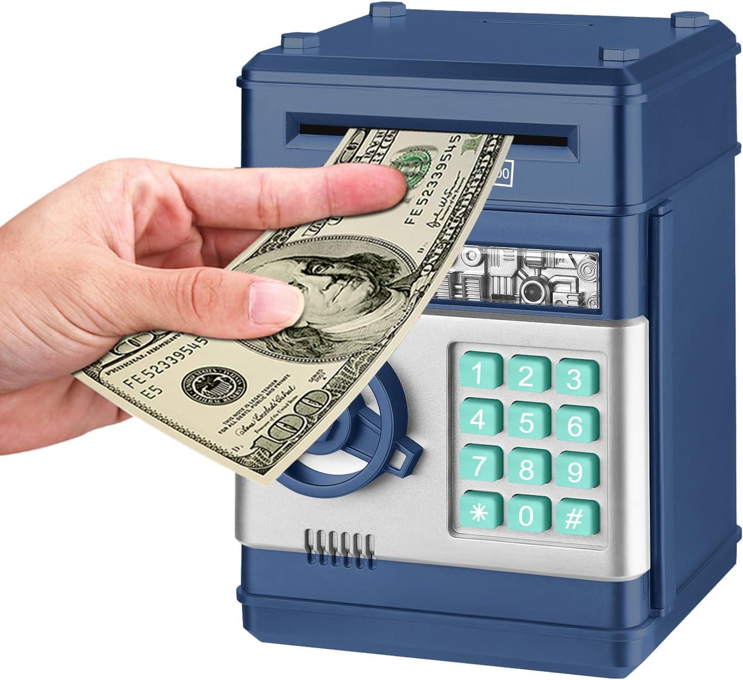 Lvelia Piggy Bank Cash Coin Can ATM Bank Electronic Coin Money Bank for Kids, Money Savings Box Large ATM Coin Bank Toys Gifts for 3-12 Year Old Boys Girls