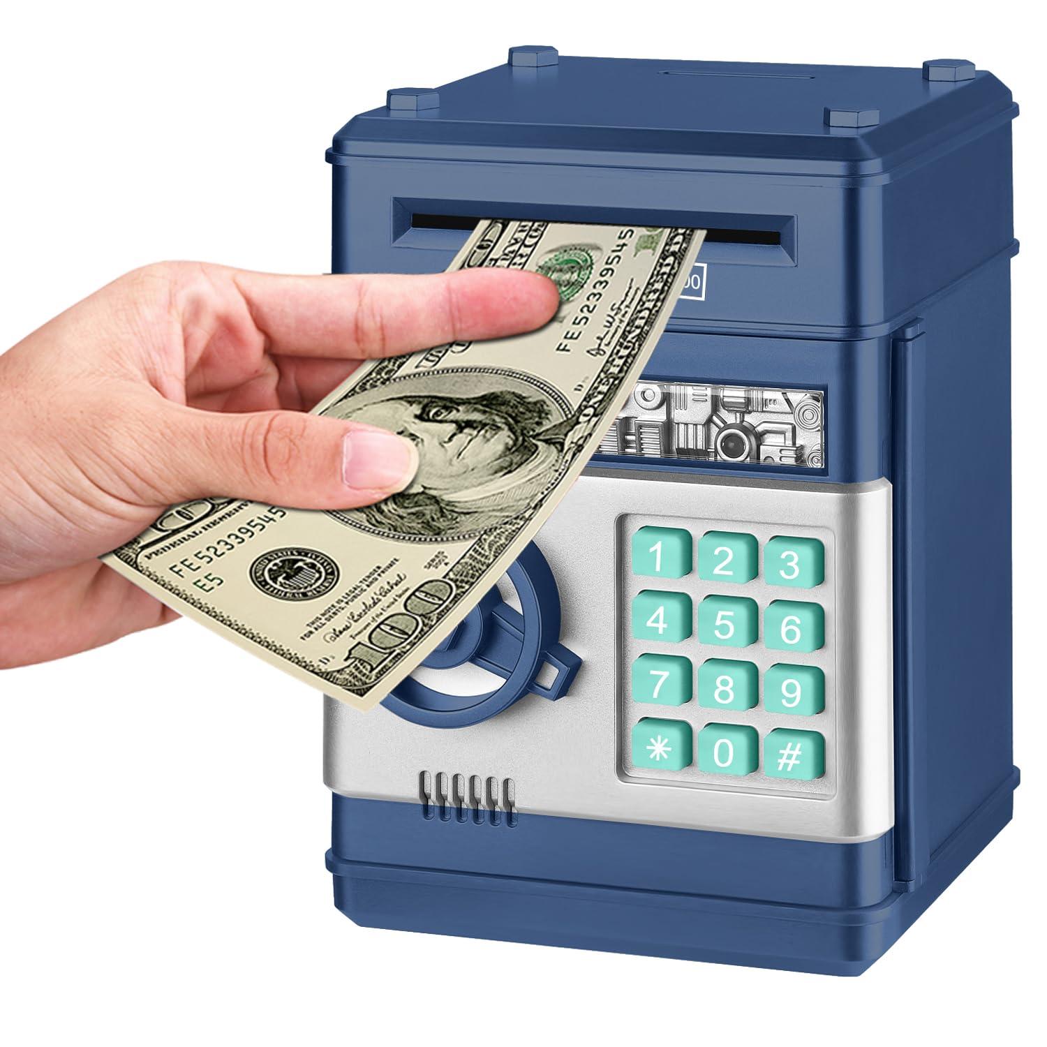Lvelia Piggy Bank Cash Coin Can ATM Bank Electronic Coin Money Bank for Kids, Money Savings Box Large ATM Coin Bank Toys Gifts for 3-12 Year Old Boys Girls