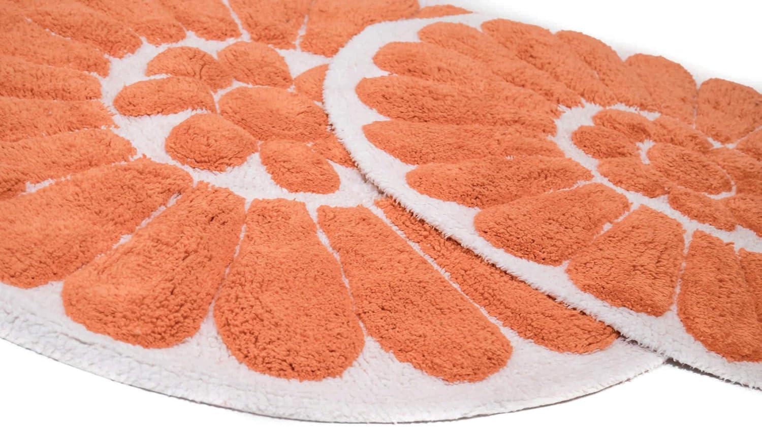 Chesapeake Merchandising 2pc Bursting Flower Bath Rug Set Coral : Microfiber, Machine Washable, Non-Slip Backing