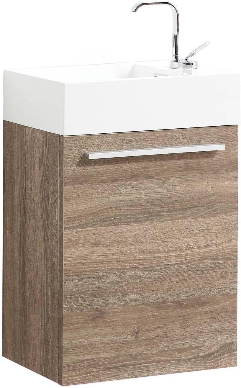 18 Inch Vanity with Acrylic Sink - Cart Oak