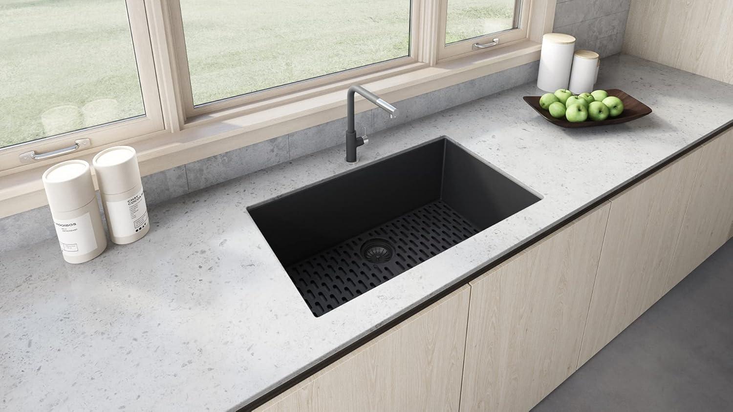 Ruvati 27 x 18 inch Granite Composite Undermount Single Bowl Kitchen Sink