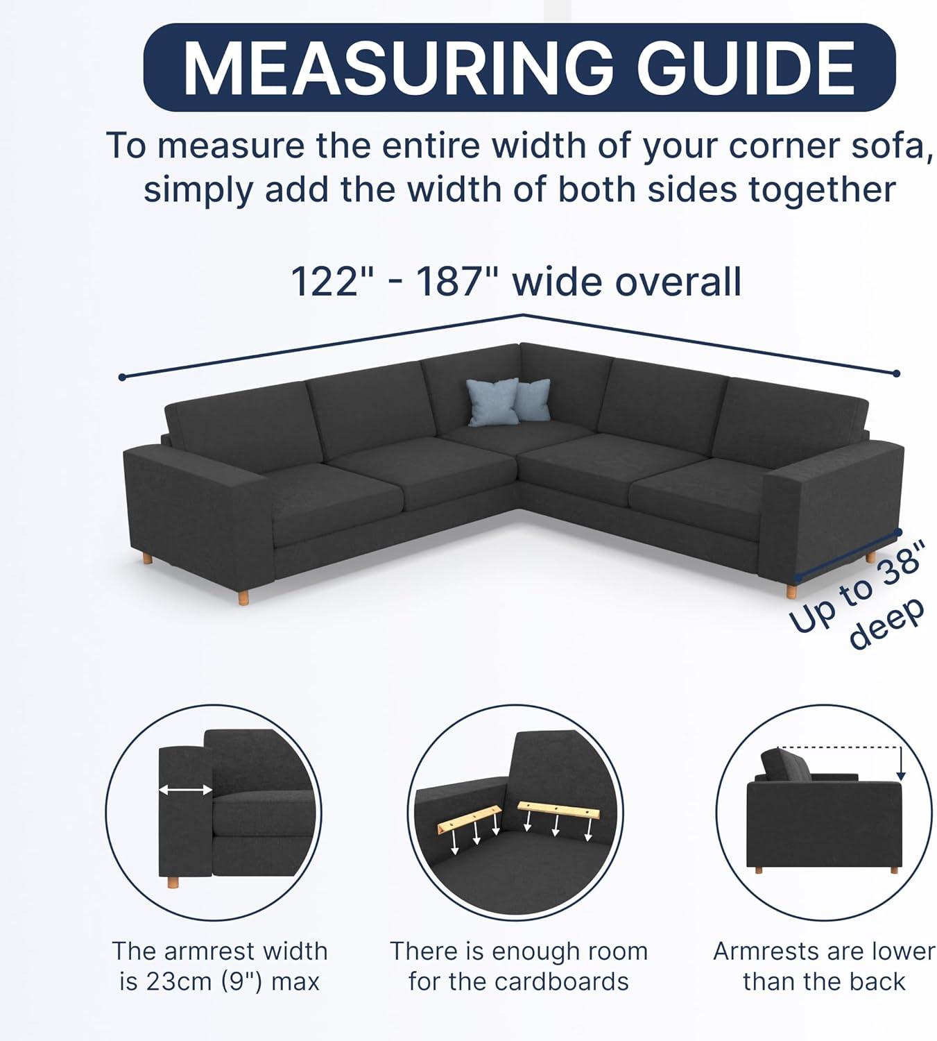 Stretchy Slipcover for Corner Sofa - Soft to Touch & Easy to Clean - Velvet Collection