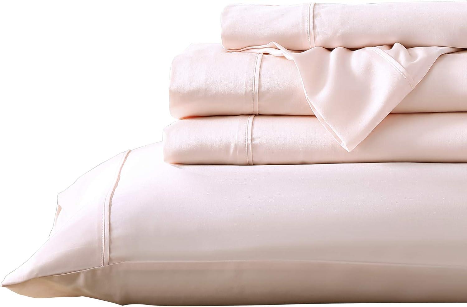 Brielle Home  300 Thread Count TENCEL Lyocell Sateen Sheet Set Blush Queen