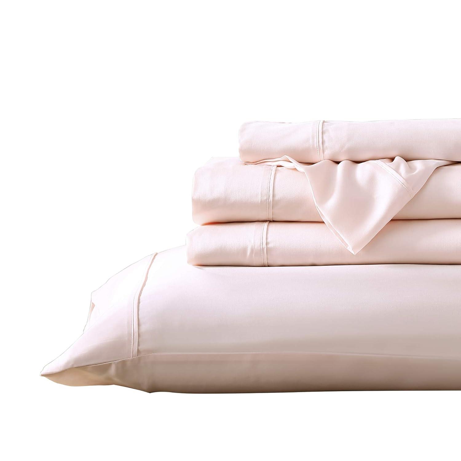 Brielle Home  300 Thread Count TENCEL Lyocell Sateen Sheet Set Blush Queen