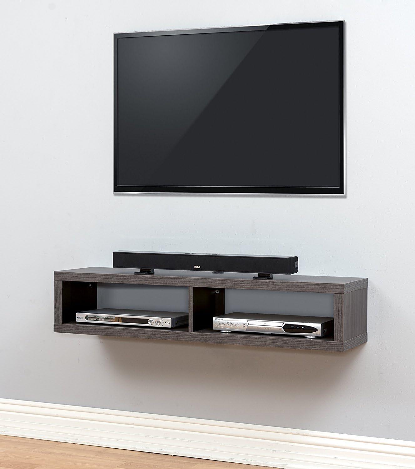 Wall Mounted Wood TV Console Entertainment Center Wall Decor 48-inch Gray