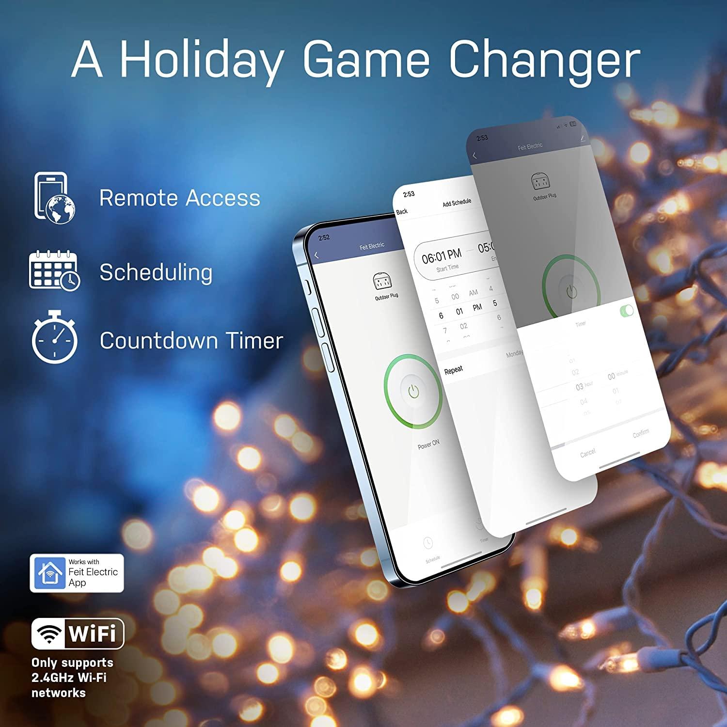 Feit Electric Commercial and Residential PVC Smart Dual Outlet Outdoor Plug w/Wifi 3R