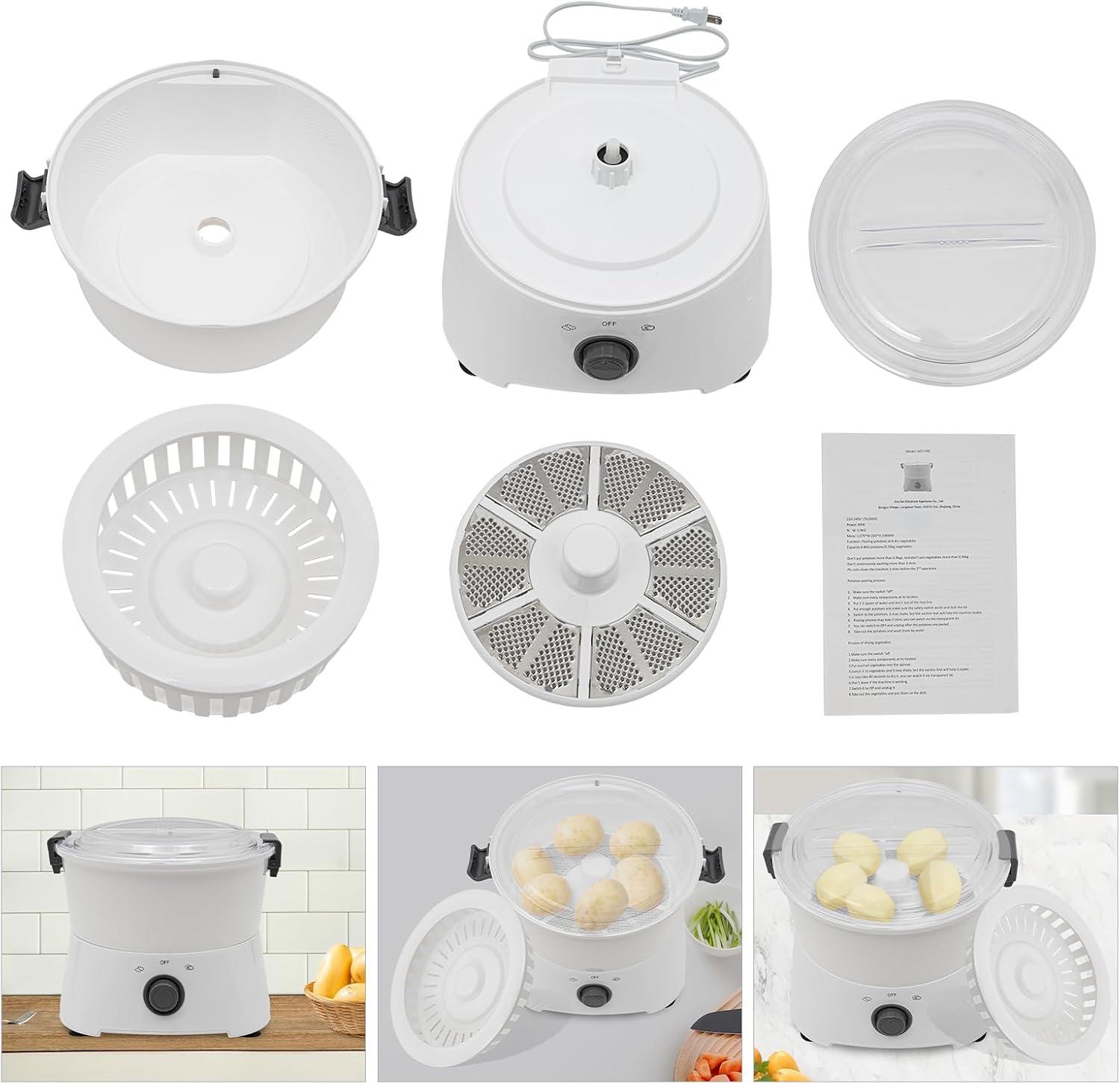 85W White Electric Potato and Apple Peeler with Dehydrator