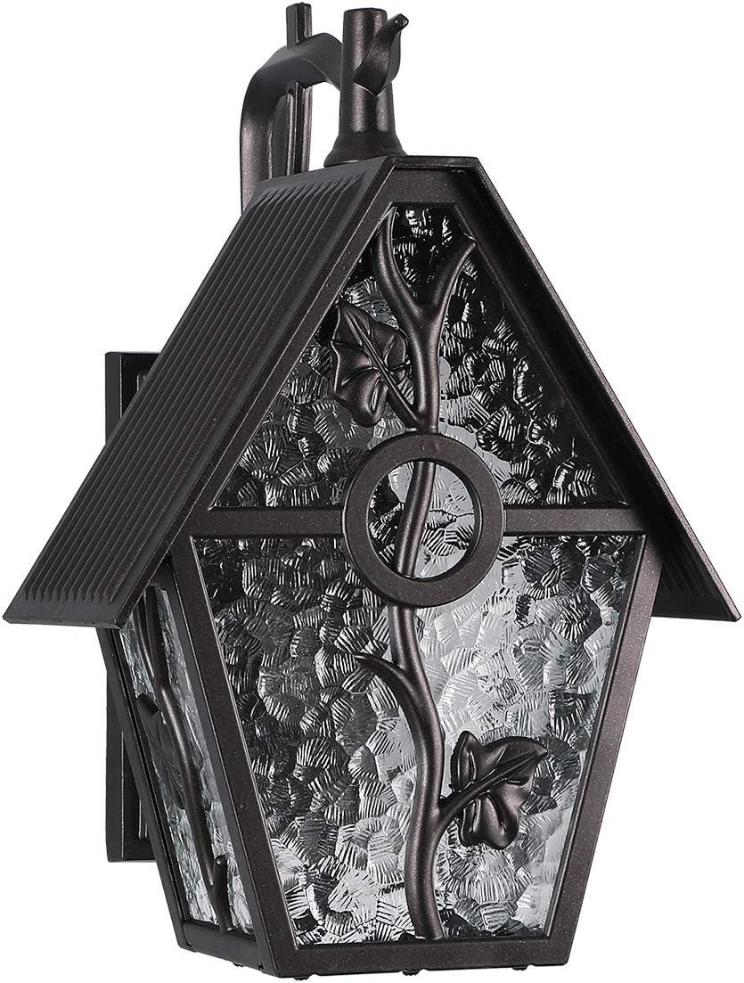 Rustic Outdoor Wall Lantern Exterior Wall Mounted Sconce Light Designer Style Outdoor Wall Light Fixtures for Home Patio Garden Garage Farmhouse Porch Lighting with Water Glass, Oil Rubbed Brown