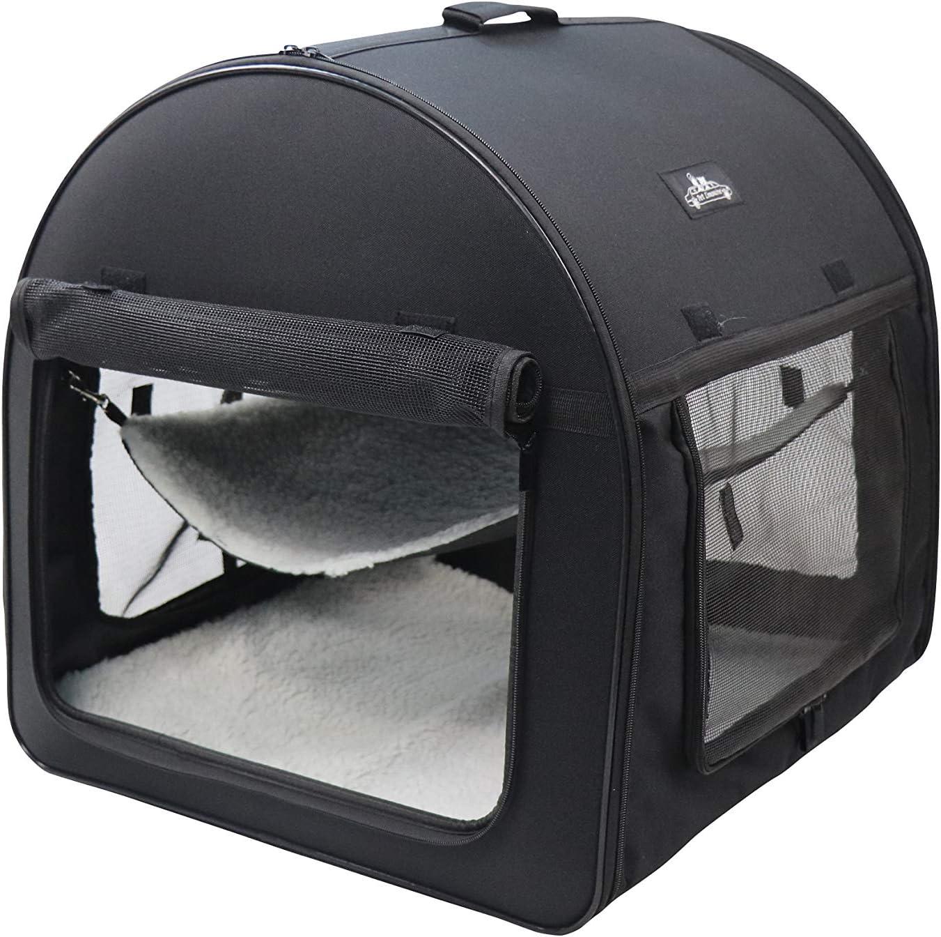 Gray Soft-Sided Double Travel Pet Carrier Crate