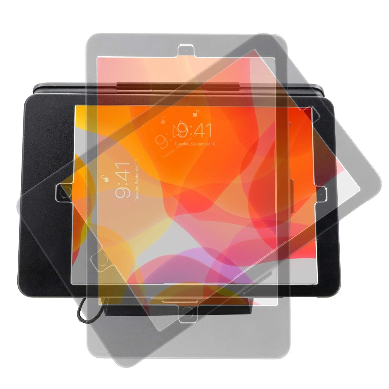 Black Dual Tablet Kiosk Stand with Lockable Enclosures