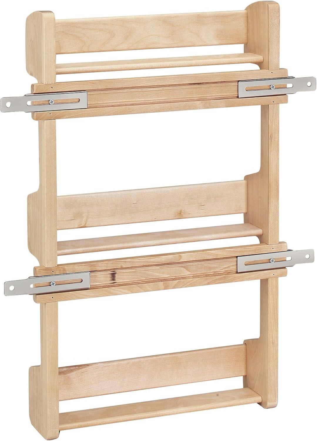 Rev-A-Shelf 4SR-15 Kitchen Cabinet Door Mounted Wooden 3-Shelf Storage Spice Rack with Mounting Hardware