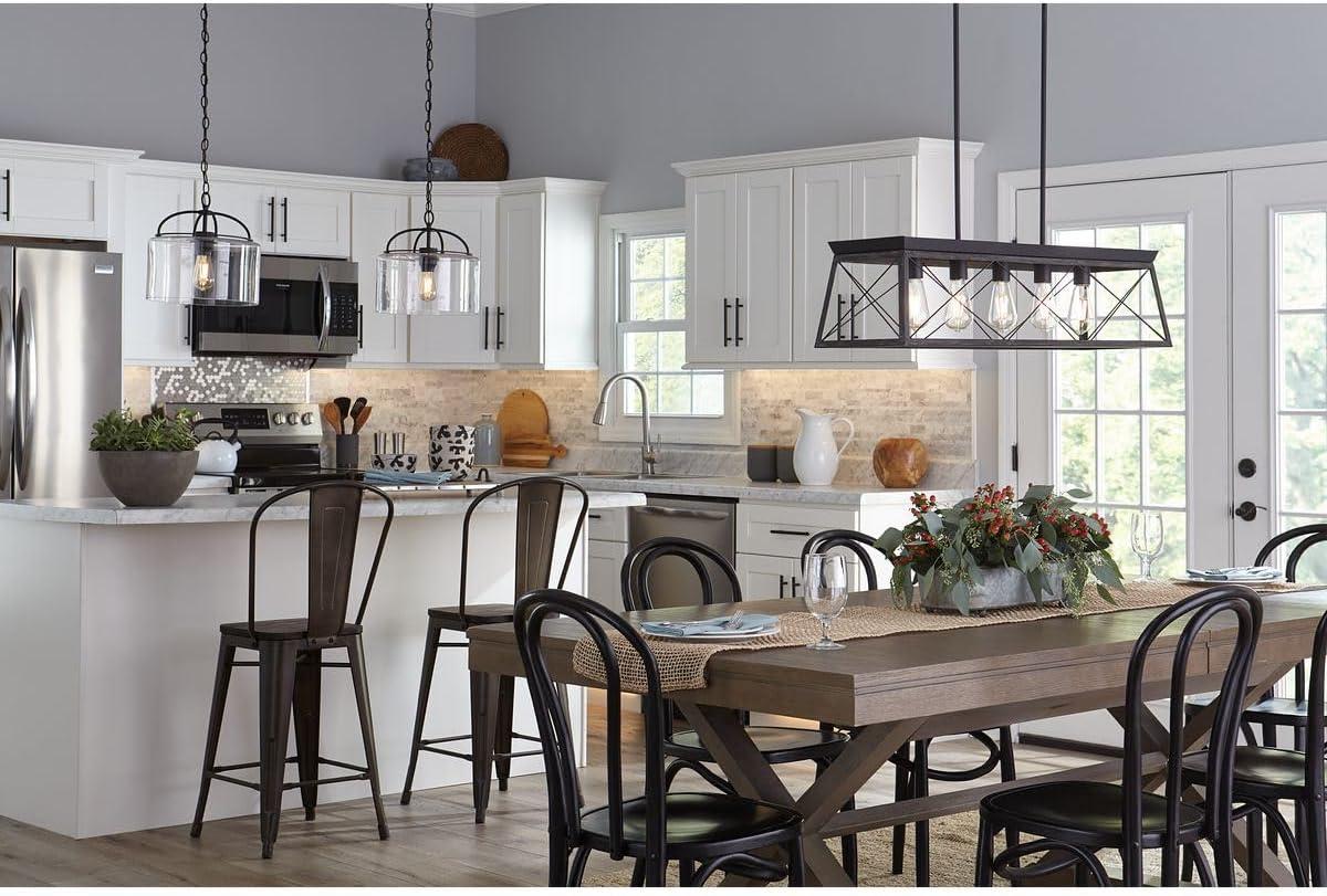 Progress Lighting Briarwood 5-Light Linear Chandelier, Textured Black, No Shade