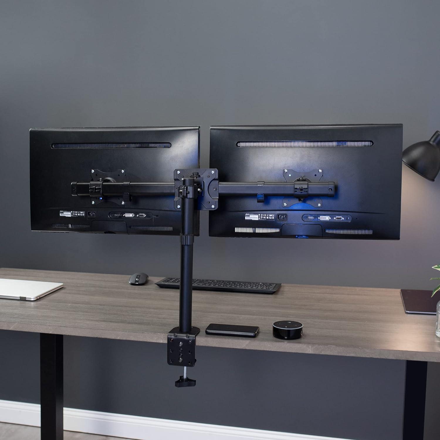 Black Steel Dual VESA Monitor Wall Mount Bracket