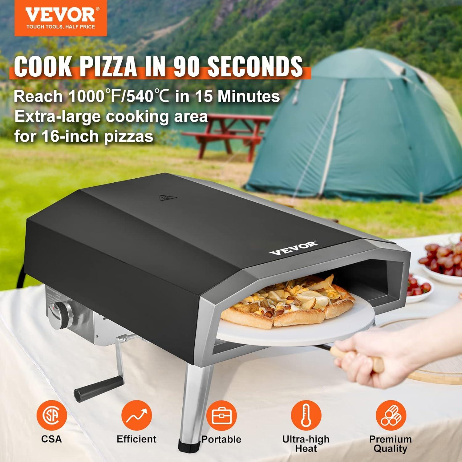 Black Stainless Steel Gas Outdoor Pizza Oven with Rotatable Stone